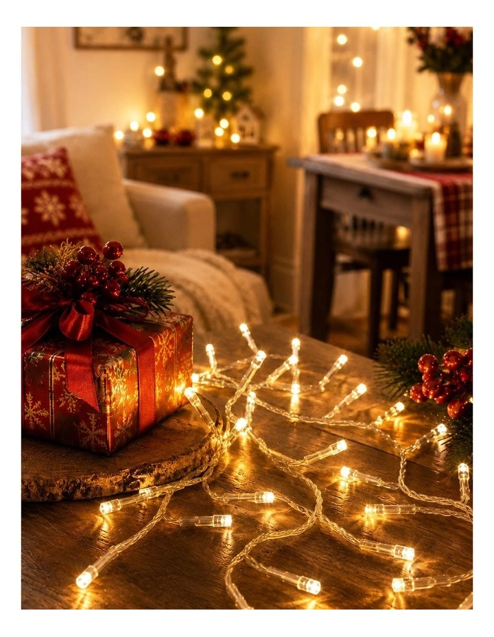 Battery Operated 30 LED String Light Clear Cable Warmwhite image 3