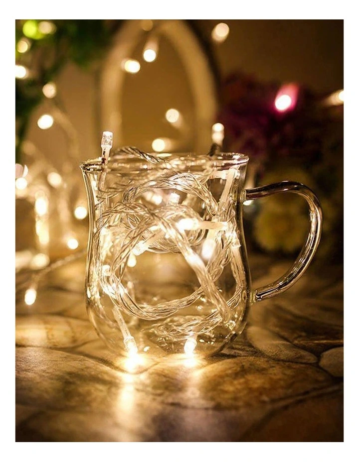 Battery Operated 50 LED String Light Clear Cable Warmwhite image 2