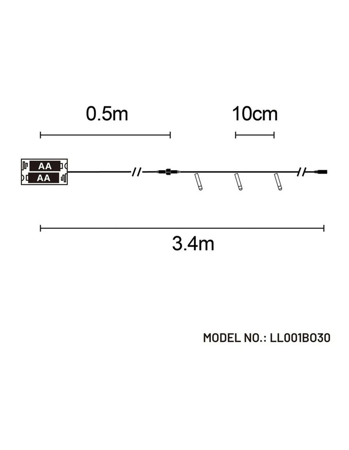Battery Operated 30 LED String Light Clear Cable Multicolour image 4