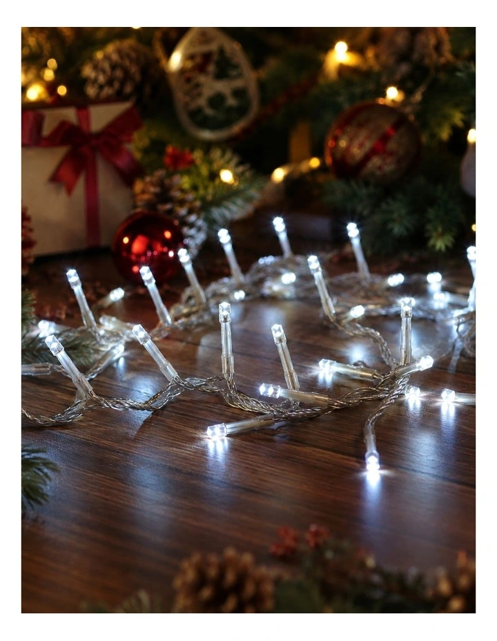 Battery Operated 30 LED String Light Clear Cable White image 2