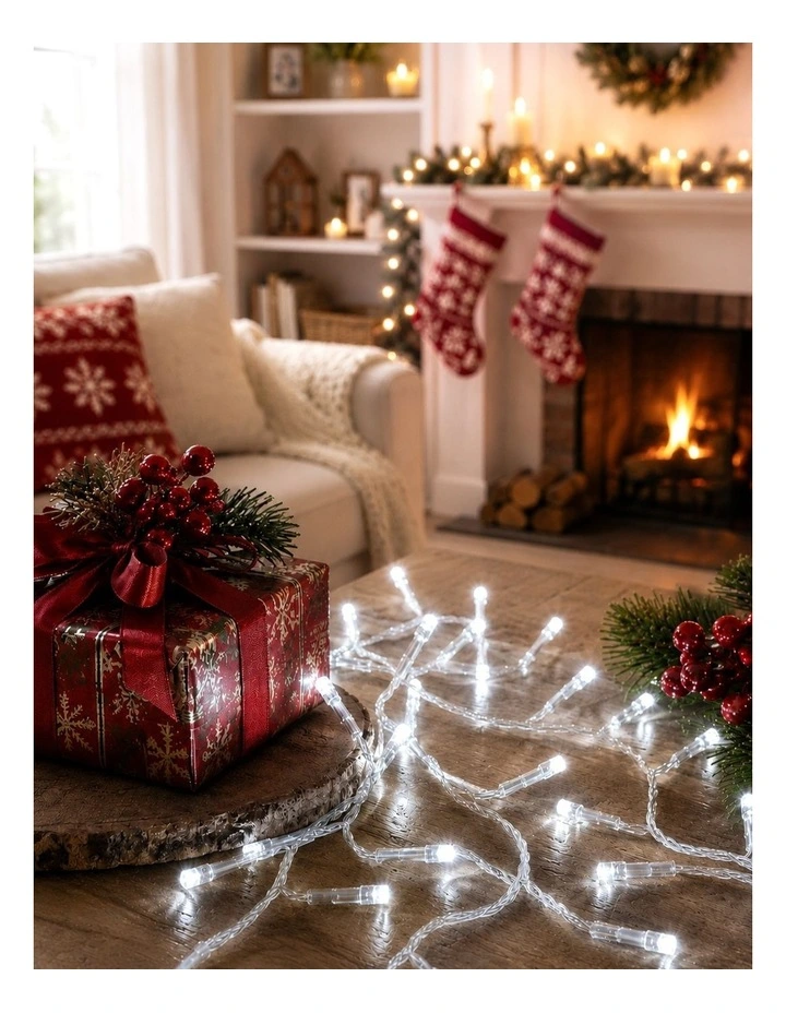 Battery Operated 30 LED String Light Clear Cable White image 3