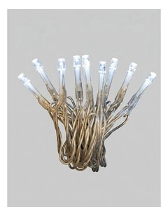 Battery Operated 50 LED String Light Clear Cable White