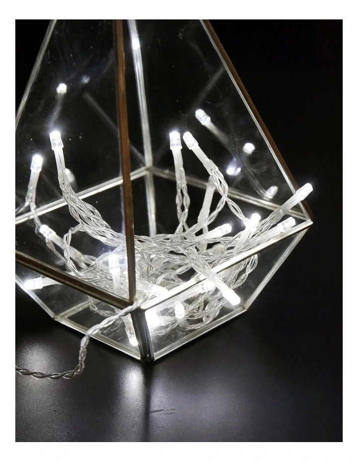 Battery Operated 50 LED String Light Clear Cable White image 3