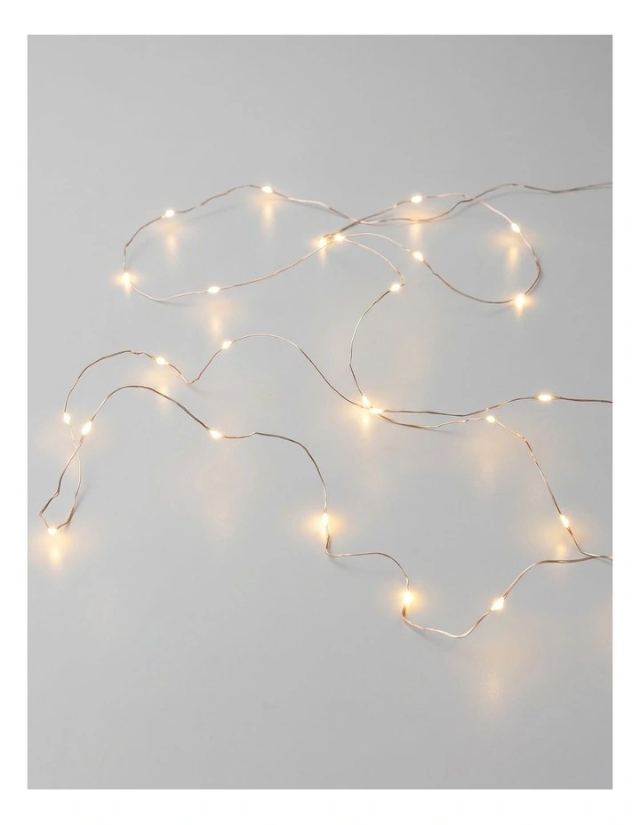Battery Operated 40 Micro LED String Lights with Timer - Warm White image 1