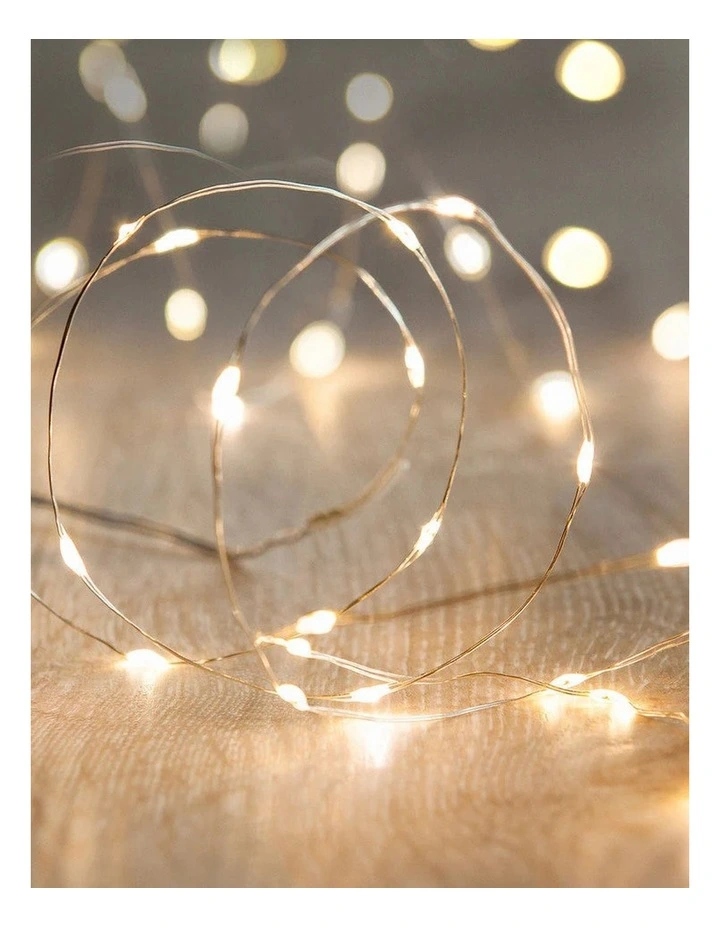 Battery Operated 40 Micro LED String Lights with Timer - Warm White image 3