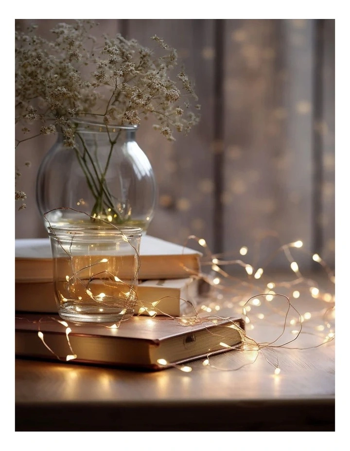 Battery Operated 40 Micro LED String Lights with Timer - Warm White image 4