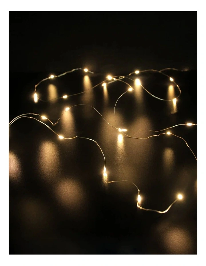 Battery Operated 40 Micro LED String Lights with Timer - Warm White image 5