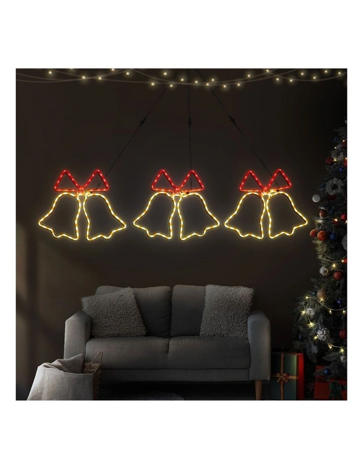 Tinseltown Christmas Light 3PCS Jingle Bell Set LED Motif Lights Xmas Decor image 4