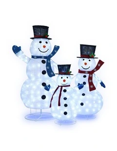 Tinseltown 3D Christmas LED Lights Set of 3 Snowmen Outdoor Xmas Decor Metal