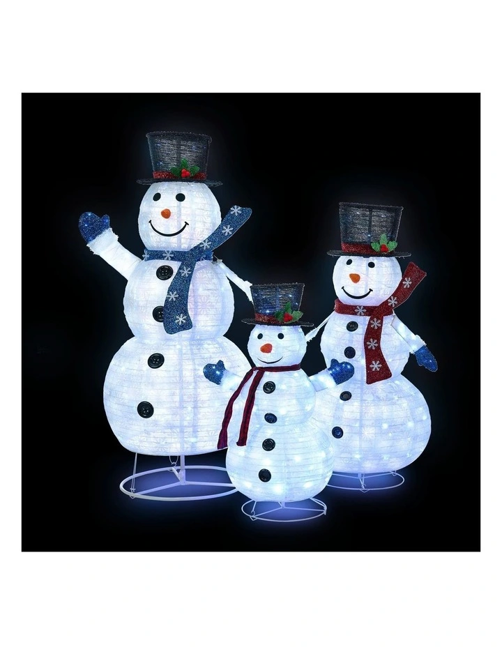 Tinseltown 3D Christmas LED Lights Set of 3 Snowmen Outdoor Xmas Decor Metal image 2