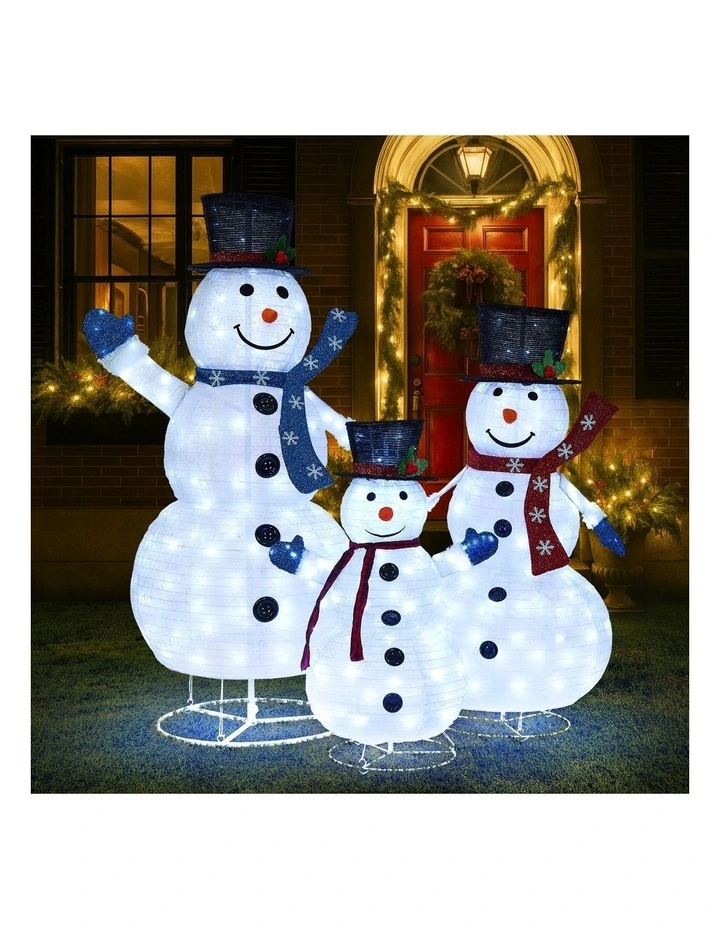 Tinseltown 3D Christmas LED Lights Set of 3 Snowmen Outdoor Xmas Decor Metal image 4