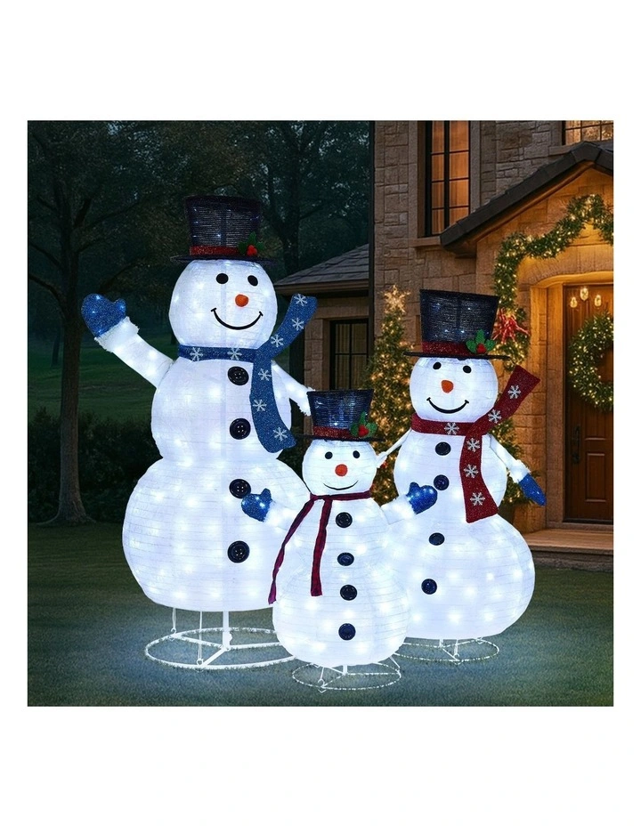 Tinseltown 3D Christmas LED Lights Set of 3 Snowmen Outdoor Xmas Decor Metal image 5