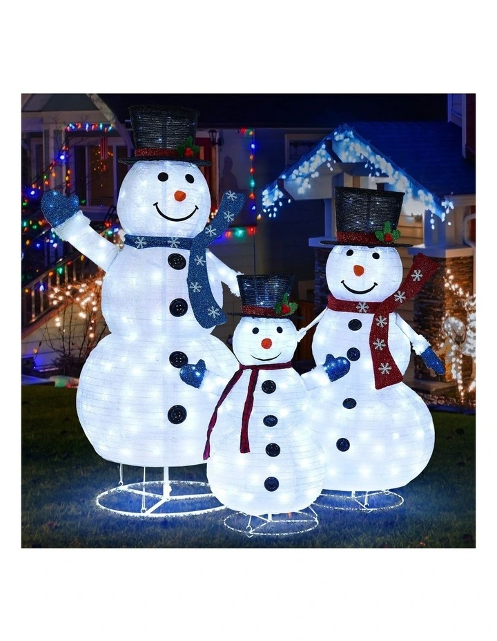 Tinseltown 3D Christmas LED Lights Set of 3 Snowmen Outdoor Xmas Decor Metal image 6