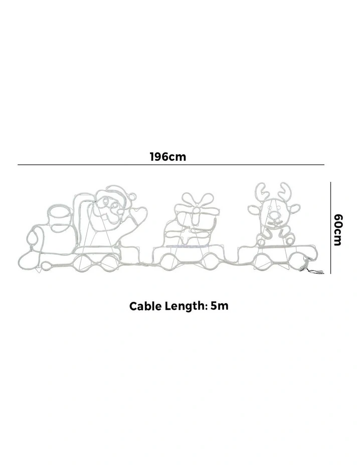 Tinseltown Christmas Light LED Motif Lights Santa Train 196cm Xmas Decor Display image 3