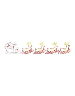 Tinseltown Christmas Light LED Motif Rope Lights Santa Riding 4 Reindeer Outdoor