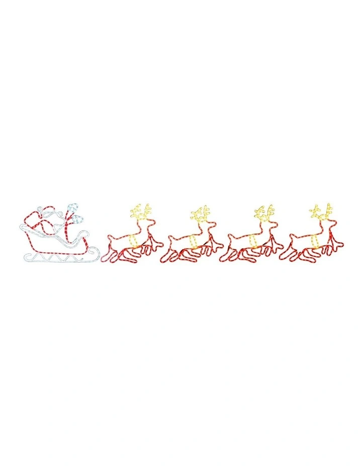 Tinseltown Christmas Light LED Motif Rope Lights Santa Riding 4 Reindeer Outdoor image 1