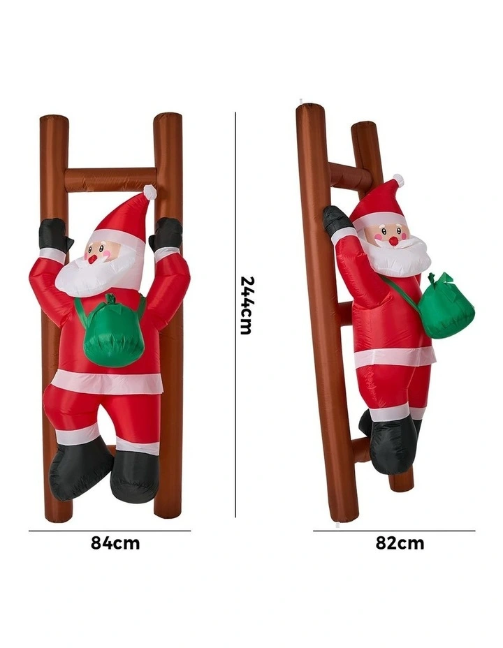 Tinseltown 2.4M Christmas Inflatable Santa Ladder LED Light Xmas Party Decor image 3