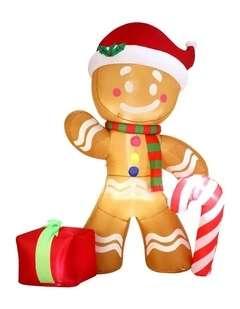 Tinseltown 2.4M Christmas Inflatable Gingerbread Man LED Lights Outdoor Decor
