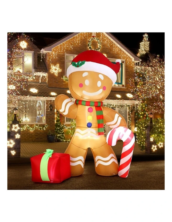 Tinseltown 2.4M Christmas Inflatable Gingerbread Man LED Lights Outdoor Decor image 4