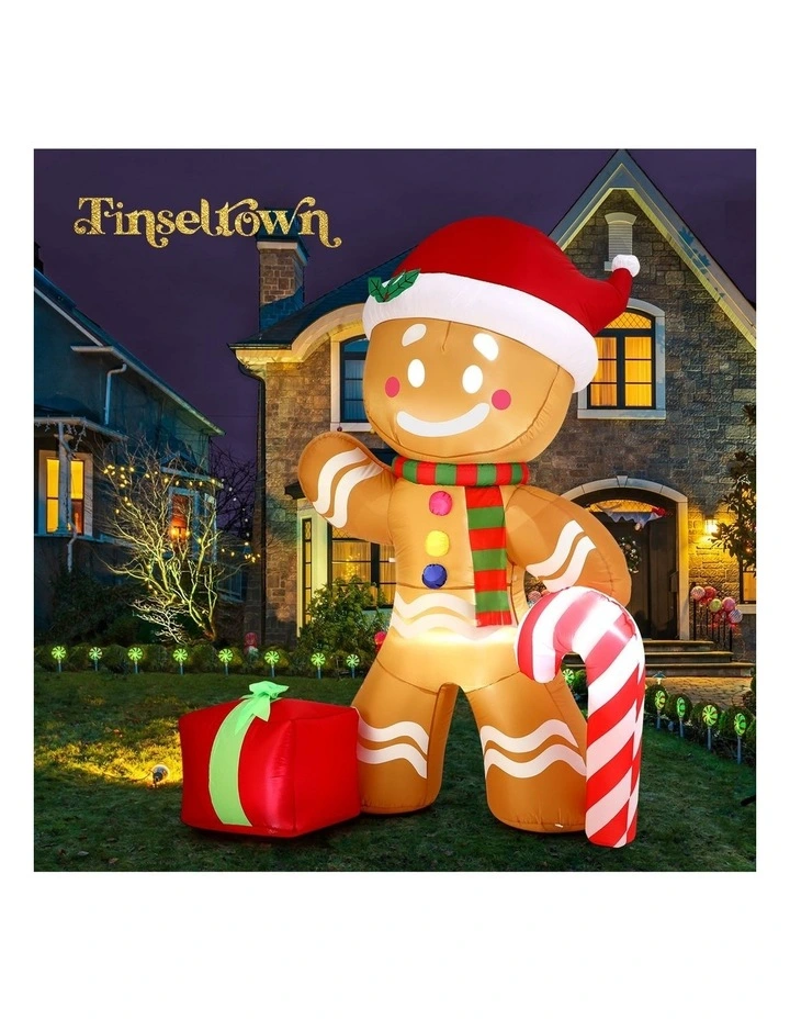 Tinseltown 2.4M Christmas Inflatable Gingerbread Man LED Lights Outdoor Decor image 5