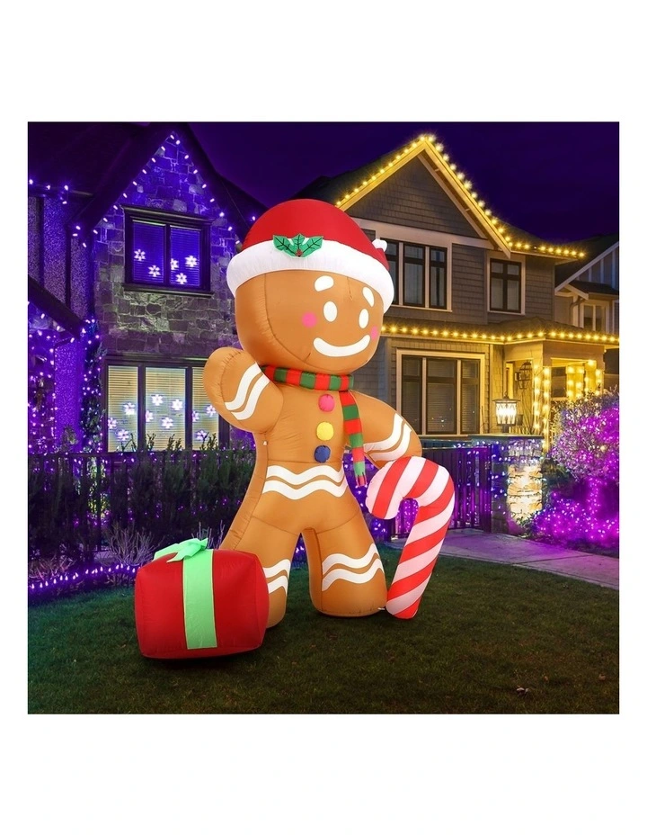 Tinseltown 2.4M Christmas Inflatable Gingerbread Man LED Lights Outdoor Decor image 6