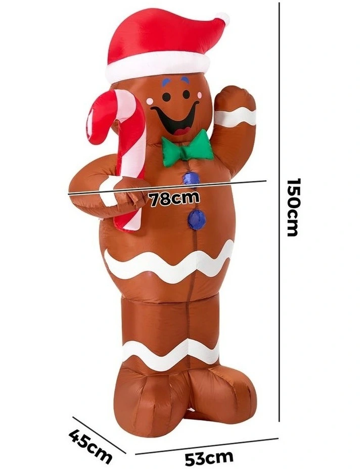Tinseltown 1.5M Christmas Inflatable Gingerbread Man LED Light Party Decor image 3