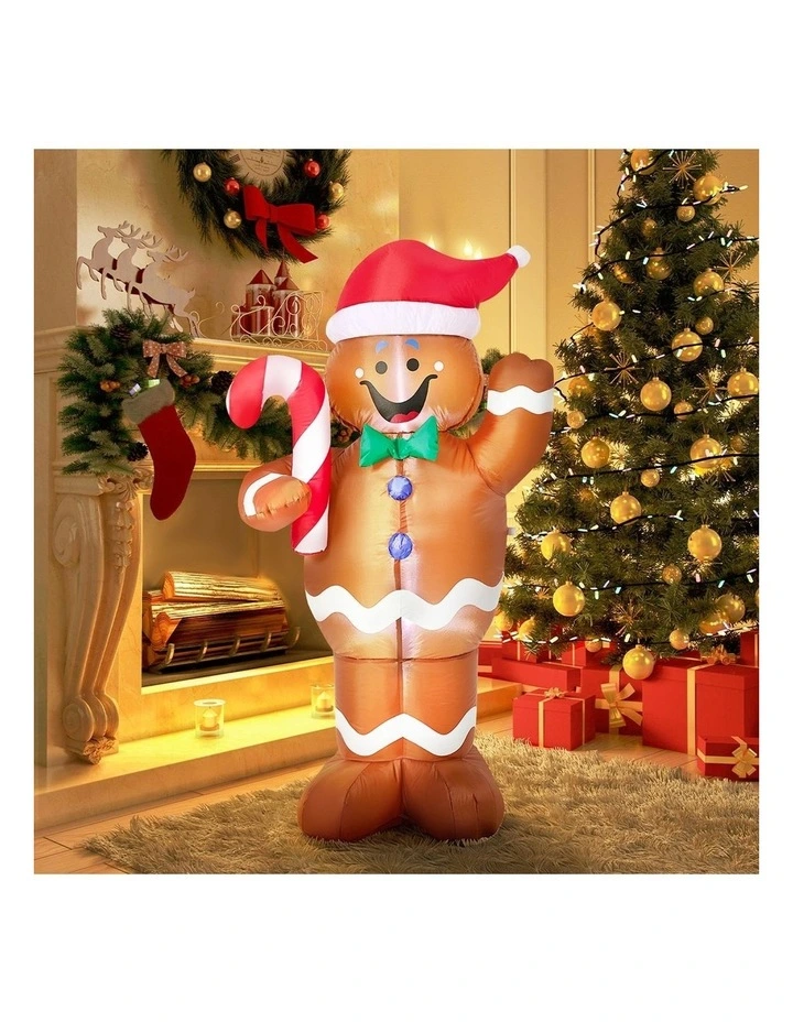 Tinseltown 1.5M Christmas Inflatable Gingerbread Man LED Light Party Decor image 5