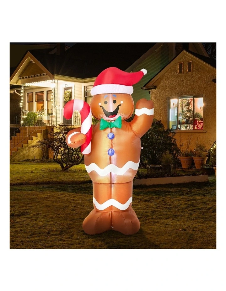 Tinseltown 1.5M Christmas Inflatable Gingerbread Man LED Light Party Decor image 6