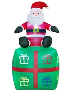Tinseltown 1.8M Christmas Inflatable Santa Gift Box LED Light Outdoor Decor