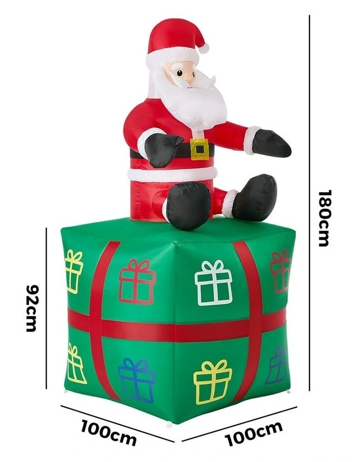 Tinseltown 1.8M Christmas Inflatable Santa Gift Box LED Light Outdoor Decor image 3