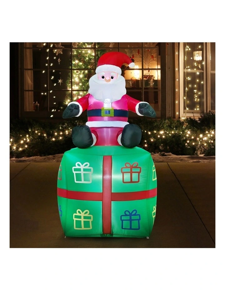 Tinseltown 1.8M Christmas Inflatable Santa Gift Box LED Light Outdoor Decor image 4