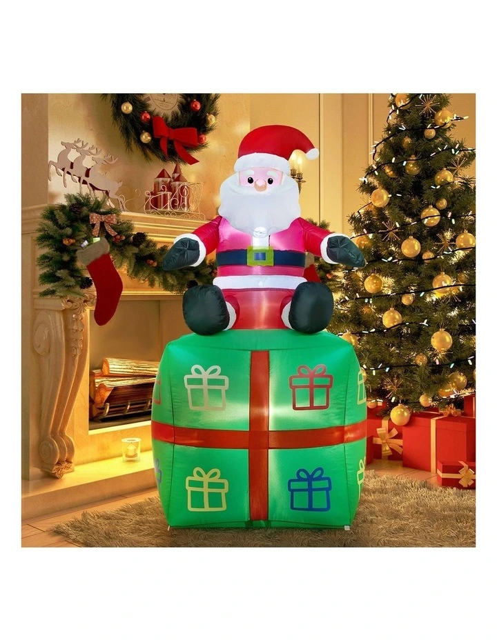 Tinseltown 1.8M Christmas Inflatable Santa Gift Box LED Light Outdoor Decor image 5