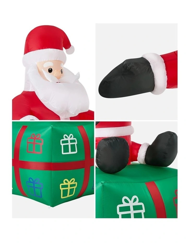 Tinseltown 1.8M Christmas Inflatable Santa Gift Box LED Light Outdoor Decor image 7