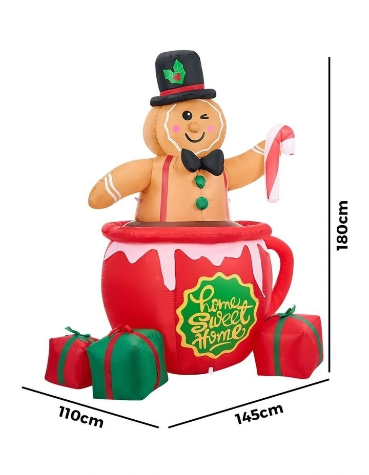 Tinseltown 1.8M Christmas Inflatable Gingerbread Man Xmas Decor LED Lights image 3
