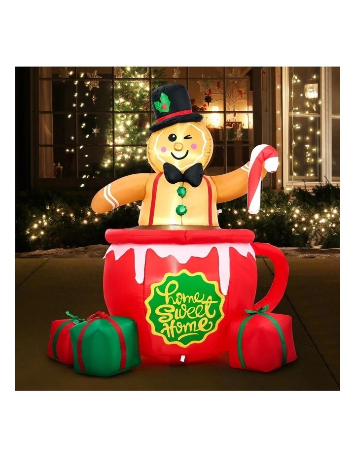 Tinseltown 1.8M Christmas Inflatable Gingerbread Man Xmas Decor LED Lights image 4