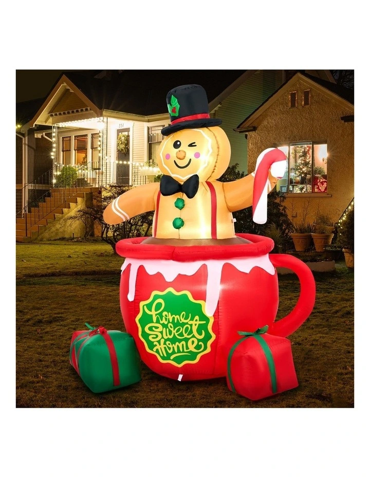 Tinseltown 1.8M Christmas Inflatable Gingerbread Man Xmas Decor LED Lights image 6