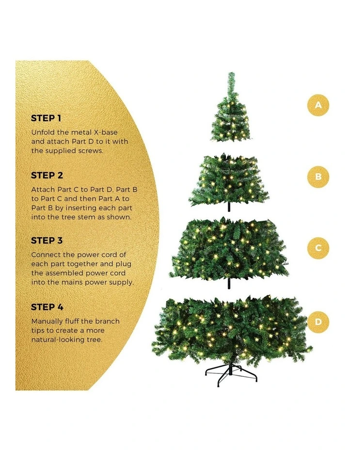 Tinseltown LED Christmas Tree 8FT 2.4M Xmas Trees Decor with Red Tree Skirt image 5