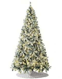 Tinseltown LED Christmas Tree 2.1M 7FT with Tree Skirt Light Snow-sprayed Green