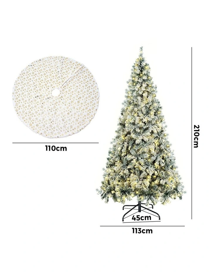 Tinseltown LED Christmas Tree 2.1M 7FT with Tree Skirt Light Snow-sprayed Green image 3