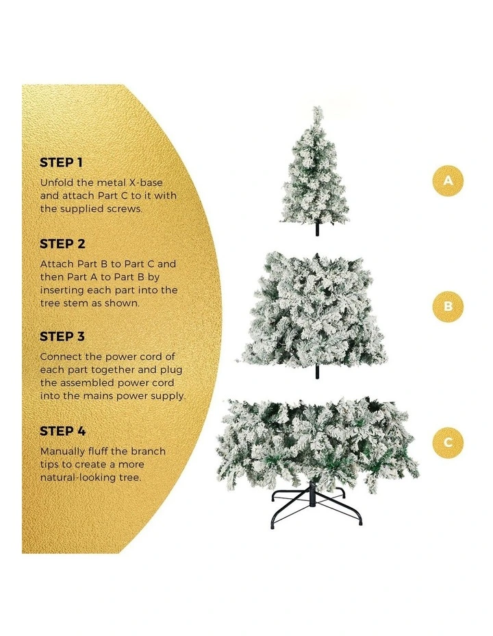 Tinseltown LED Christmas Tree 2.1M 7FT with Tree Skirt Light Snow-sprayed Green image 5