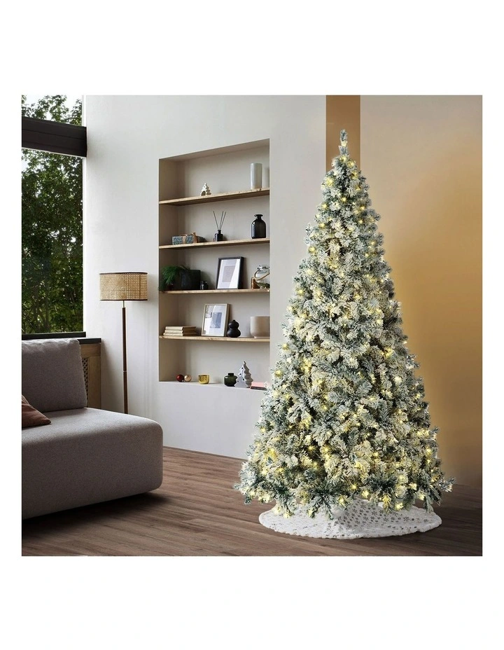 Tinseltown LED Christmas Tree 1.8M 6FT with Tree Skirt Light Snow-sprayed Green image 4