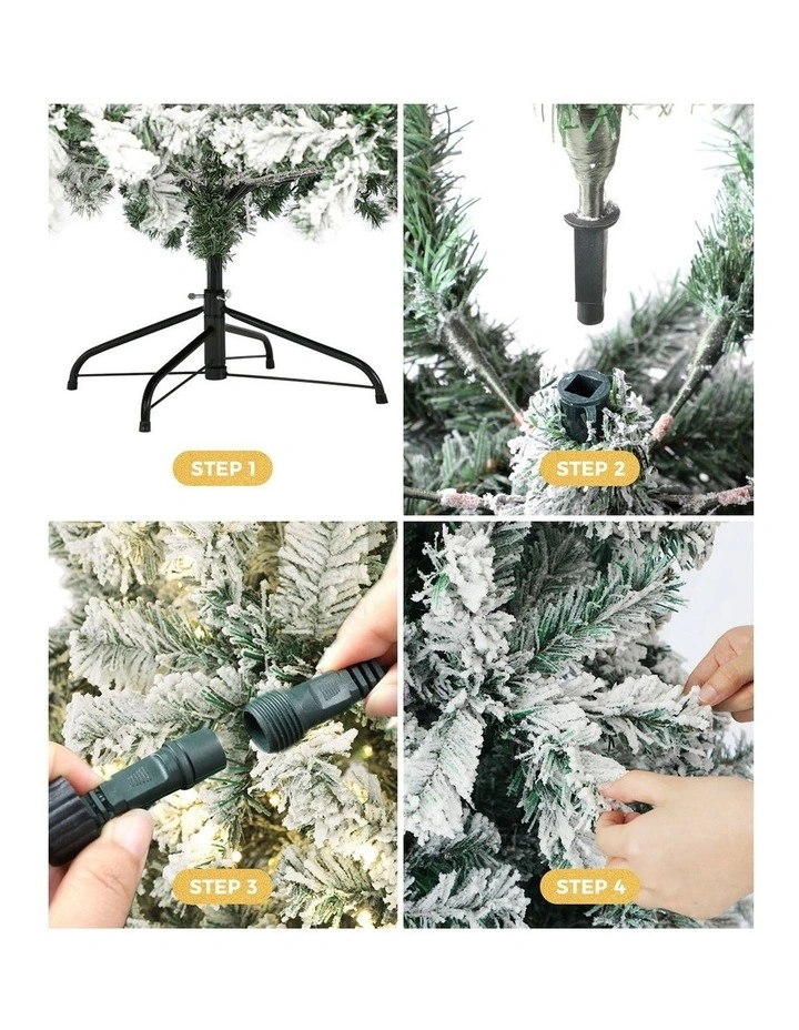 Tinseltown LED Christmas Tree 1.8M 6FT with Tree Skirt Light Snow-sprayed Green image 6