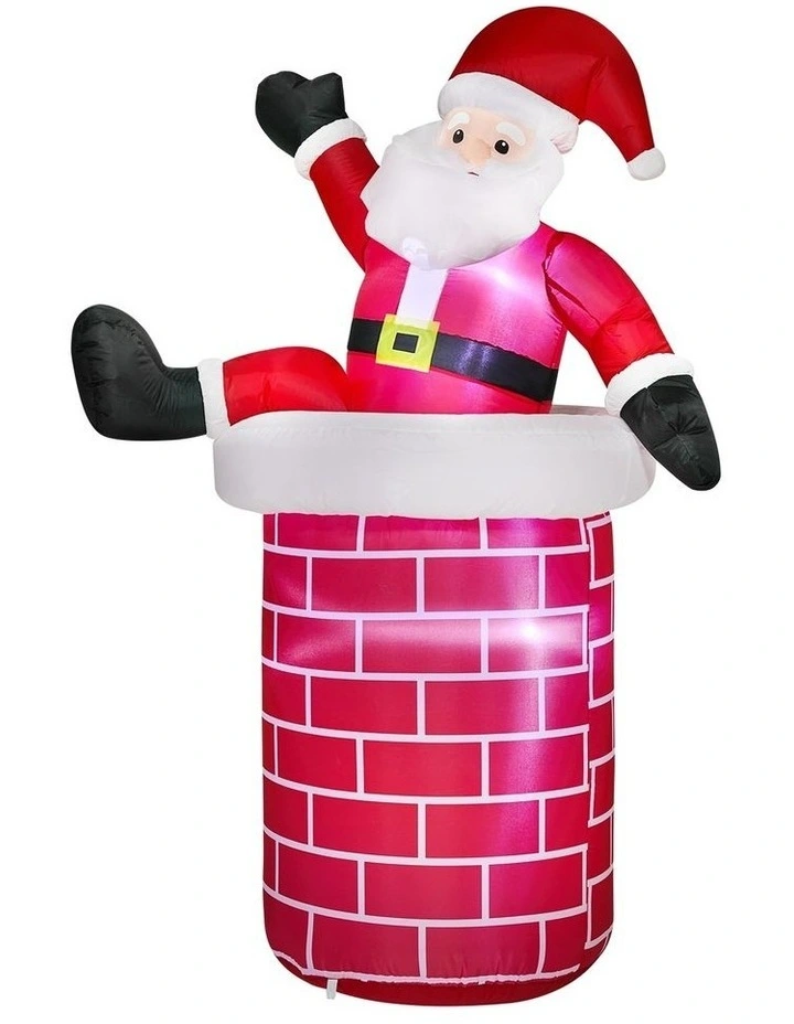 Tinseltown 1.8M Christmas Inflatable Santa Chimney LED Lights Outdoor Decoration image 1
