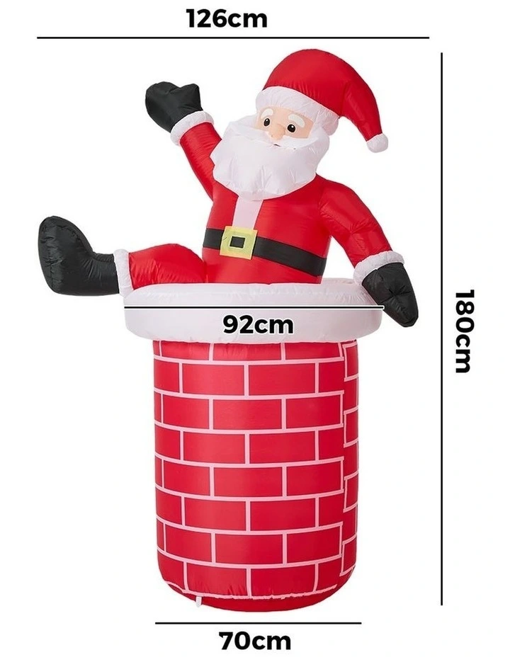 Tinseltown 1.8M Christmas Inflatable Santa Chimney LED Lights Outdoor Decoration image 3
