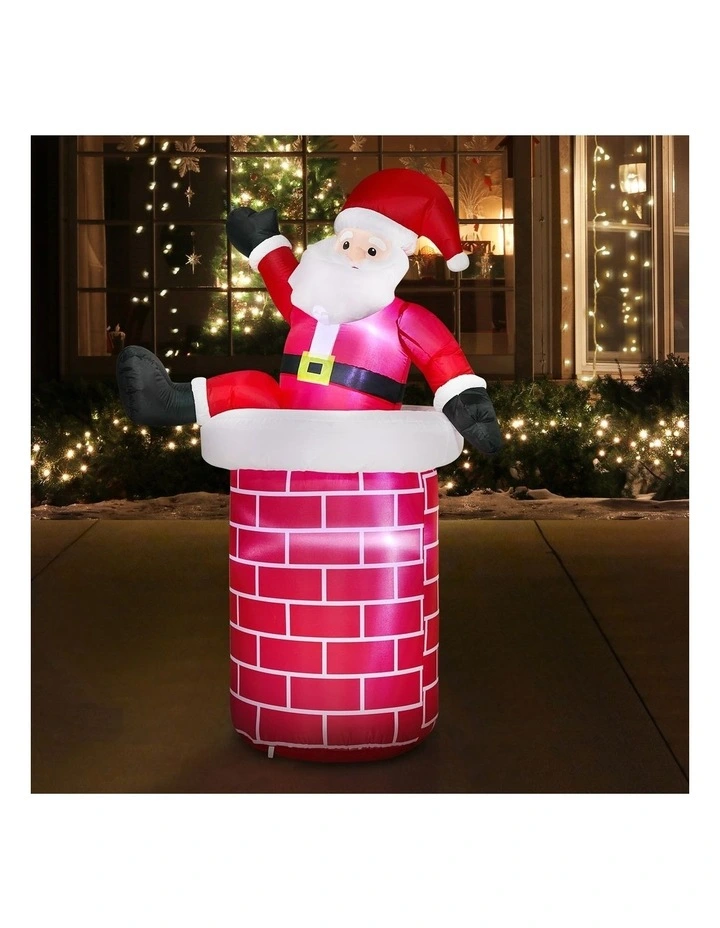 Tinseltown 1.8M Christmas Inflatable Santa Chimney LED Lights Outdoor Decoration image 4
