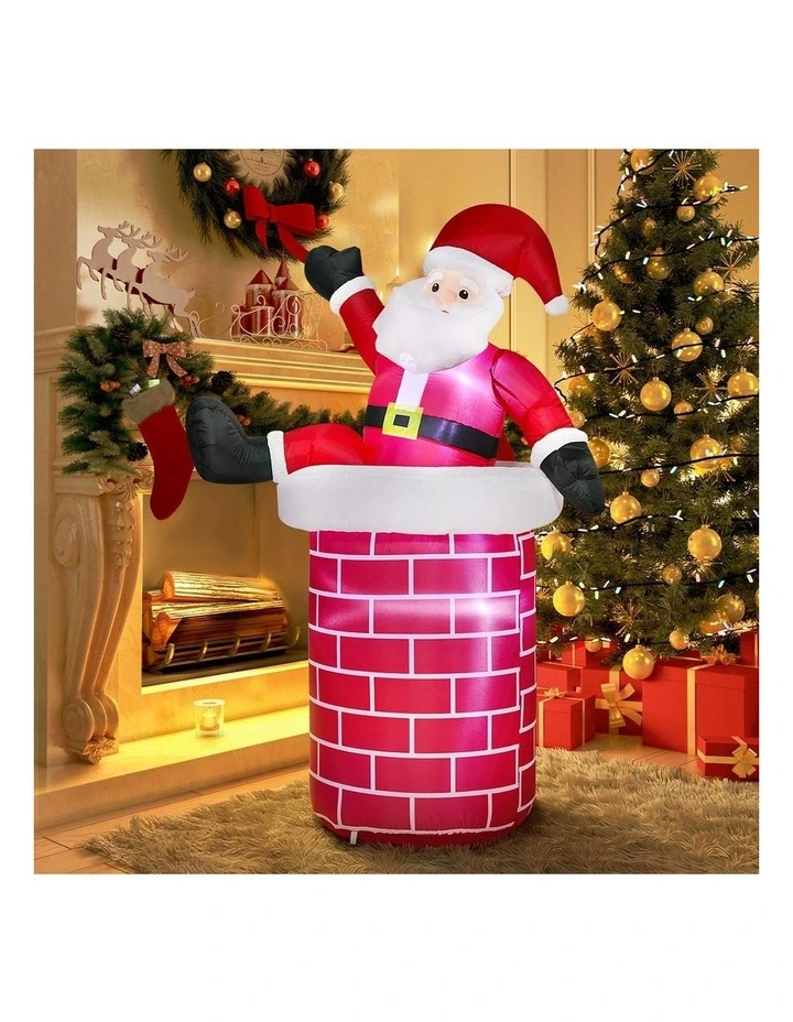Tinseltown 1.8M Christmas Inflatable Santa Chimney LED Lights Outdoor Decoration image 5