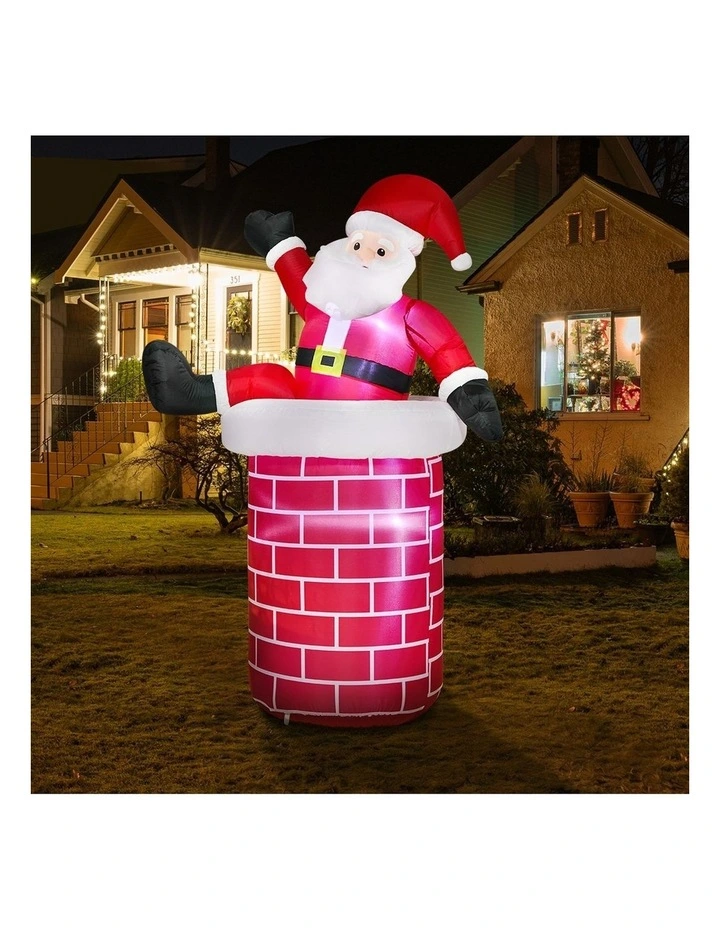 Tinseltown 1.8M Christmas Inflatable Santa Chimney LED Lights Outdoor Decoration image 6