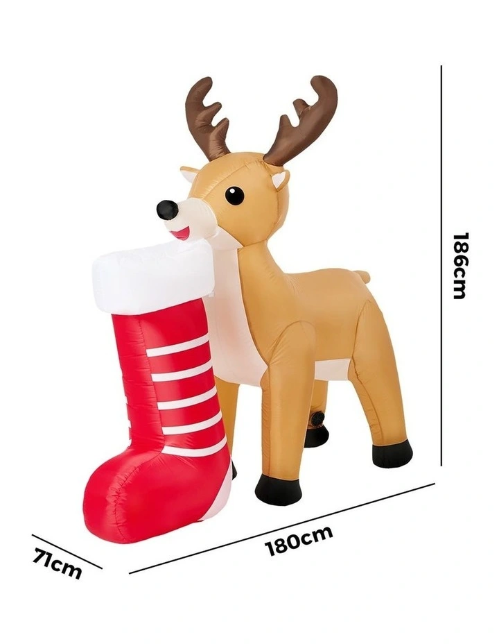 Tinseltown 1.8M Christmas Inflatable Reindeer LED Light Garden Decor Toy image 3