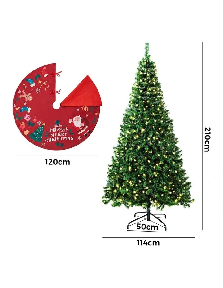 Tinseltown LED Christmas Tree 7FT 2.1M Xmas Trees Decor with Red Tree Skirt image 3