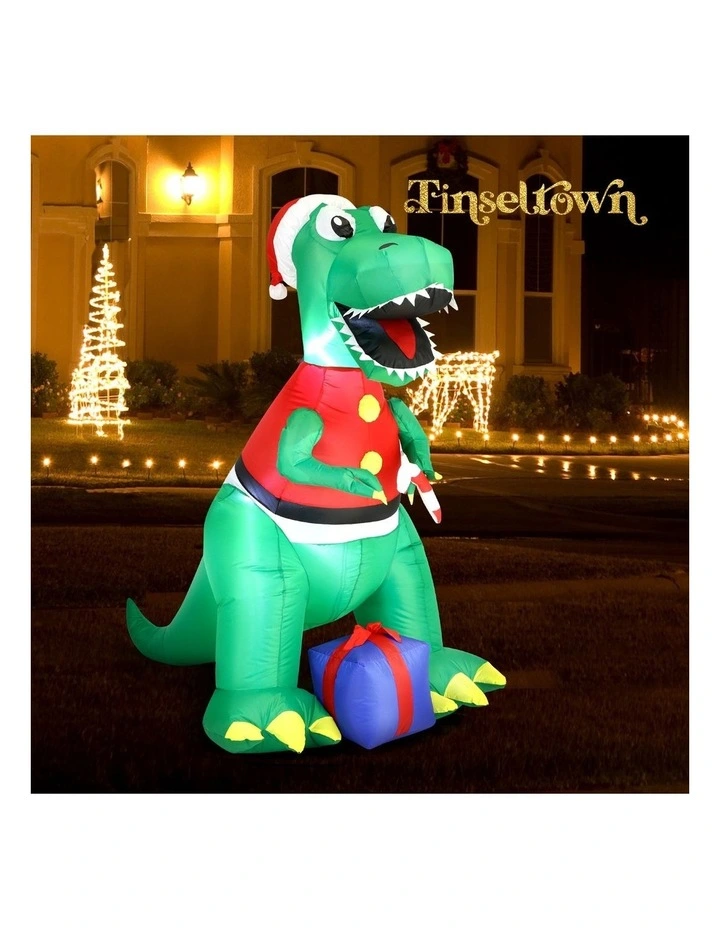 Tinseltown Christmas Inflatable Dinosaur 1.8M Xmas LED Lights Outdoor Decoration image 5